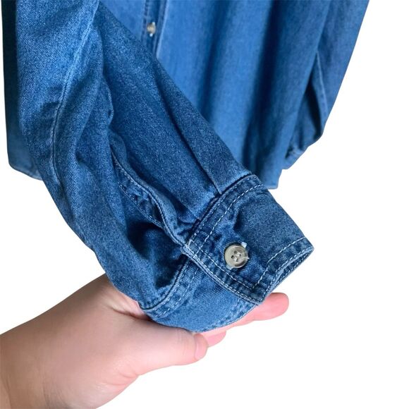 Vintage Embroidered Denim Button Down Long Sleeve Shirt Women’s Size 18/20W Fall - Picture 5 of 11